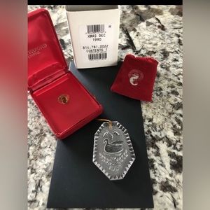 1990 Waterford Crystal 12 Days of Christmas Swan Ornament w/ Original Box, Pouch